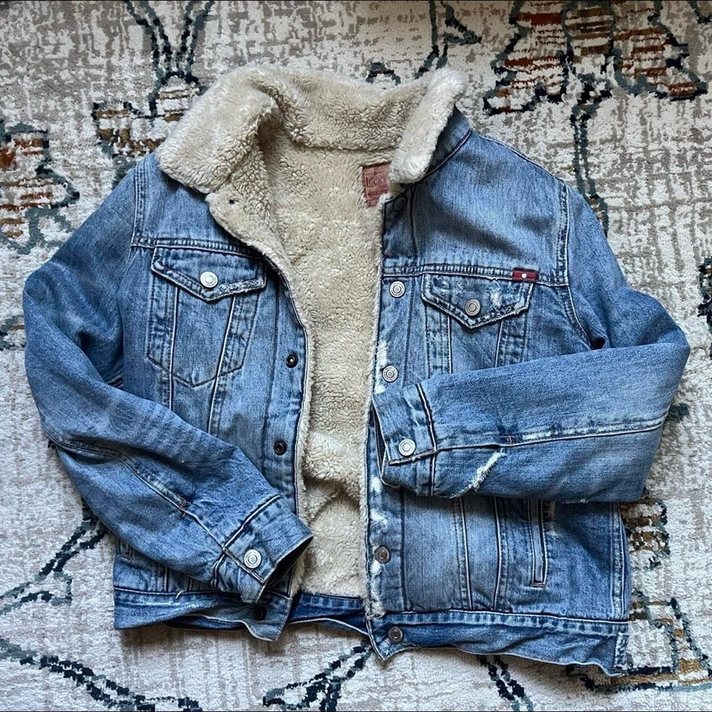 Lucky brand denim jacket with fleece interior